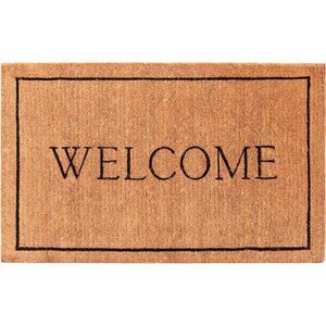 Welcome Border, 100% Coir Doormat, 24" x 36" x 1.50", Natural/Black